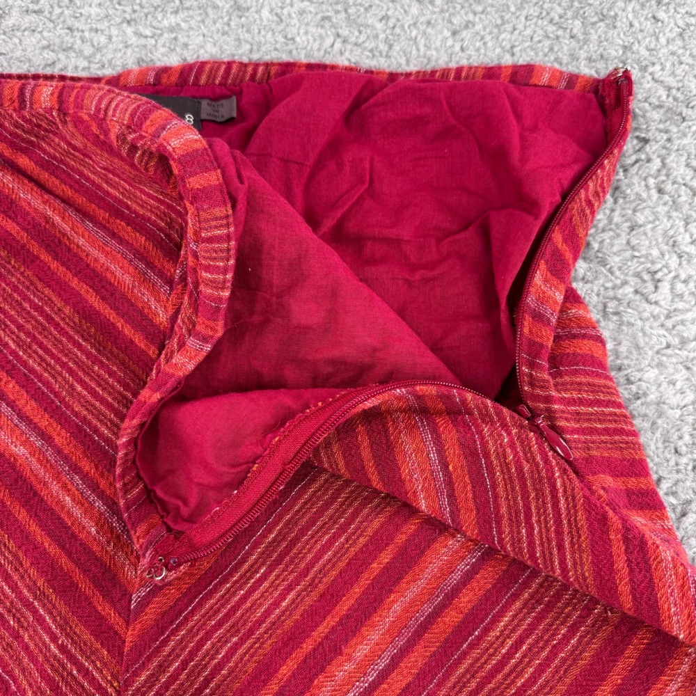 Prana Womens Red Orange Striped Chevron Crochet Lace Midi Skirt W3GINN115 Size 8 - Picture 8 of 10